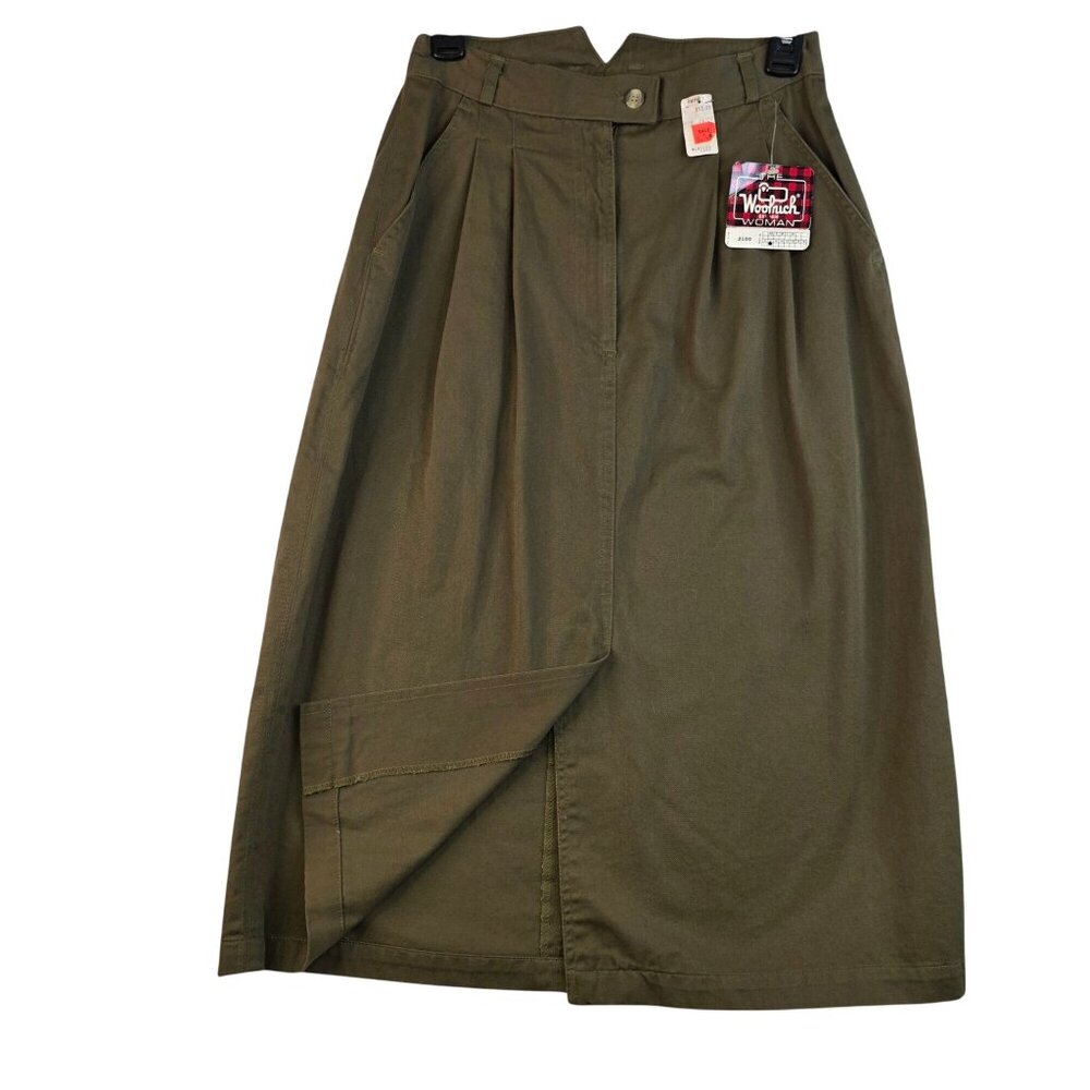 Vintage Woolrich Denim Midi Skirt Size 6 Olive Brown Western Prairie Cabincore